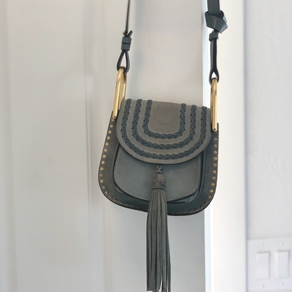 Chloé Hudson Mini Blue Suede Calfskin Cross Body Bag
